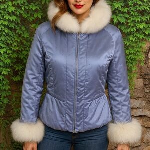METROPOLIS LEGACY Pale Lilac Fur Trimmed Swarovski Crystal Ski Jacket, 8